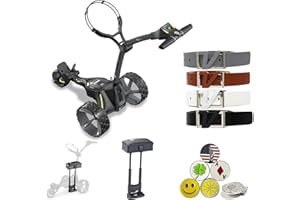 AMBA7 Motocaddy M3 GPS Electric Caddy Cart, NO Remote, Bundle with Holders for Umbrella/Scorecard/Drink, Device Cradle, Volvik Leather Belts, M Series Seat, 5 Ball Markers, & 1 Magnetic Hat Clip