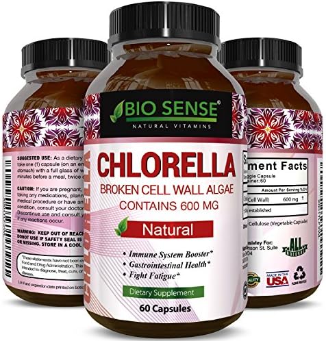100% Pure Chlorella Capsules with Chlorella Growth Factor - Chlorella for Skin Hair & Nails - Immune & Digestive Support - Antioxidant Complex with Vitamins A B C & E & Iron Calcium & More! - 600 mg
