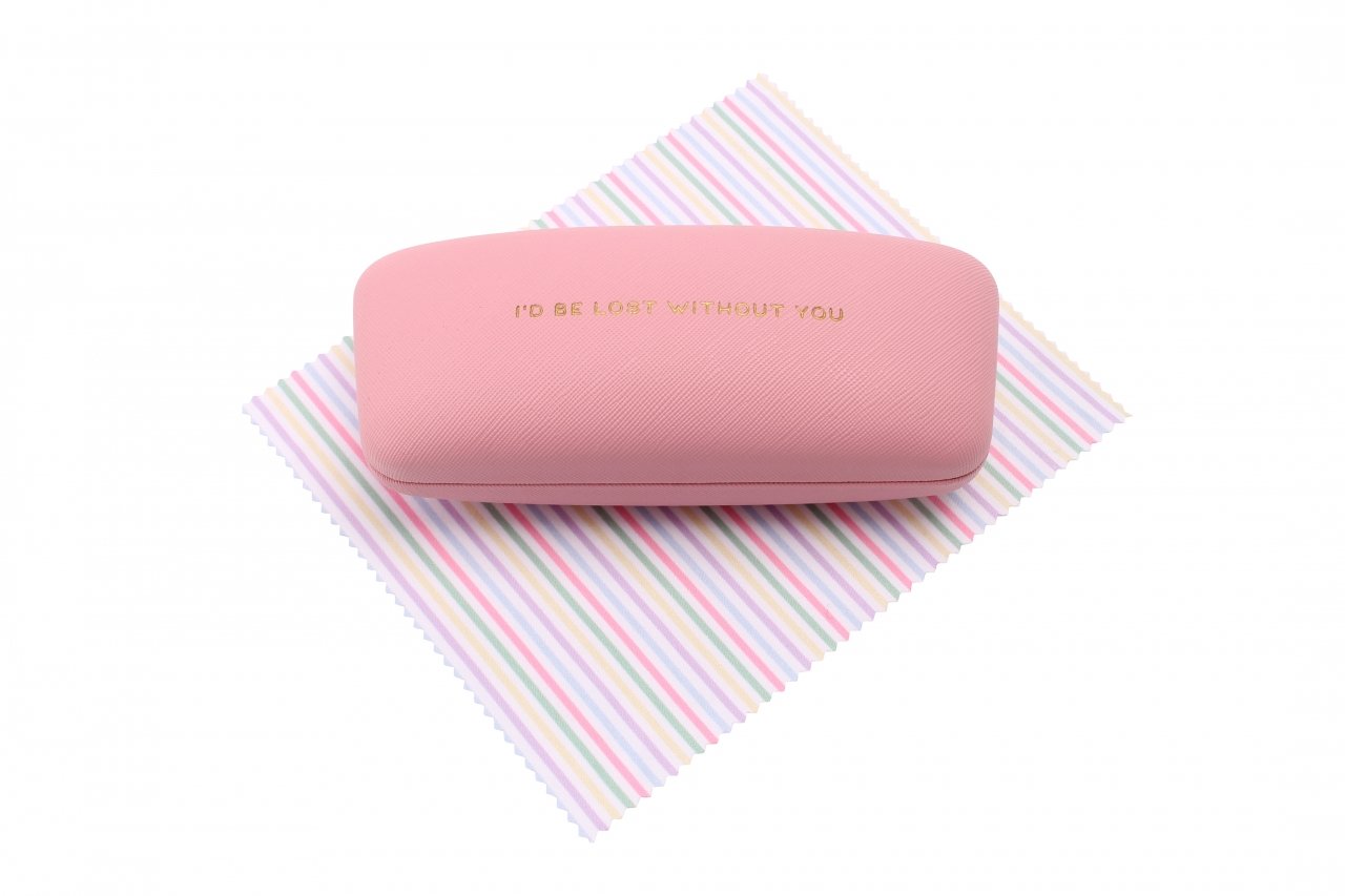 W&R Glamorous Candy Pink Glasses Case"I'd be Lost Without You" with Gold Detailing
