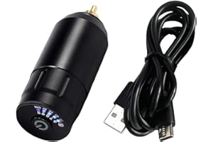 wkao 6-Hour Wireless Tattoo Pen Battery, Interface, 1200Mah Mini Rocket Machine, Short Circuit Protection, 3.6 Oz, Black