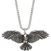 Fachoice Flying Eagle Bird Pendant for Men Eagle Wings Necklace, Flying Hawk Necklace Silver Classic Bald Eagle Necklace Men’s Punk Eagle Hawk Jewelry Vintage Eagle Animal Charm Necklace