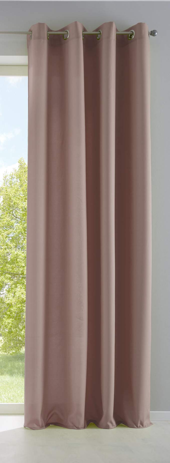 Gardinenbox Palermo 10000265 Opaque Curtain with Eyelets and Tiebacks Decorative Curtain H x W 245 x 140 cm Taupe