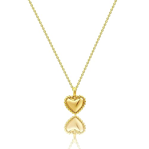 SUFOPE Gold Heart Necklaces for Women, 14K Gold Plated Cute Heart