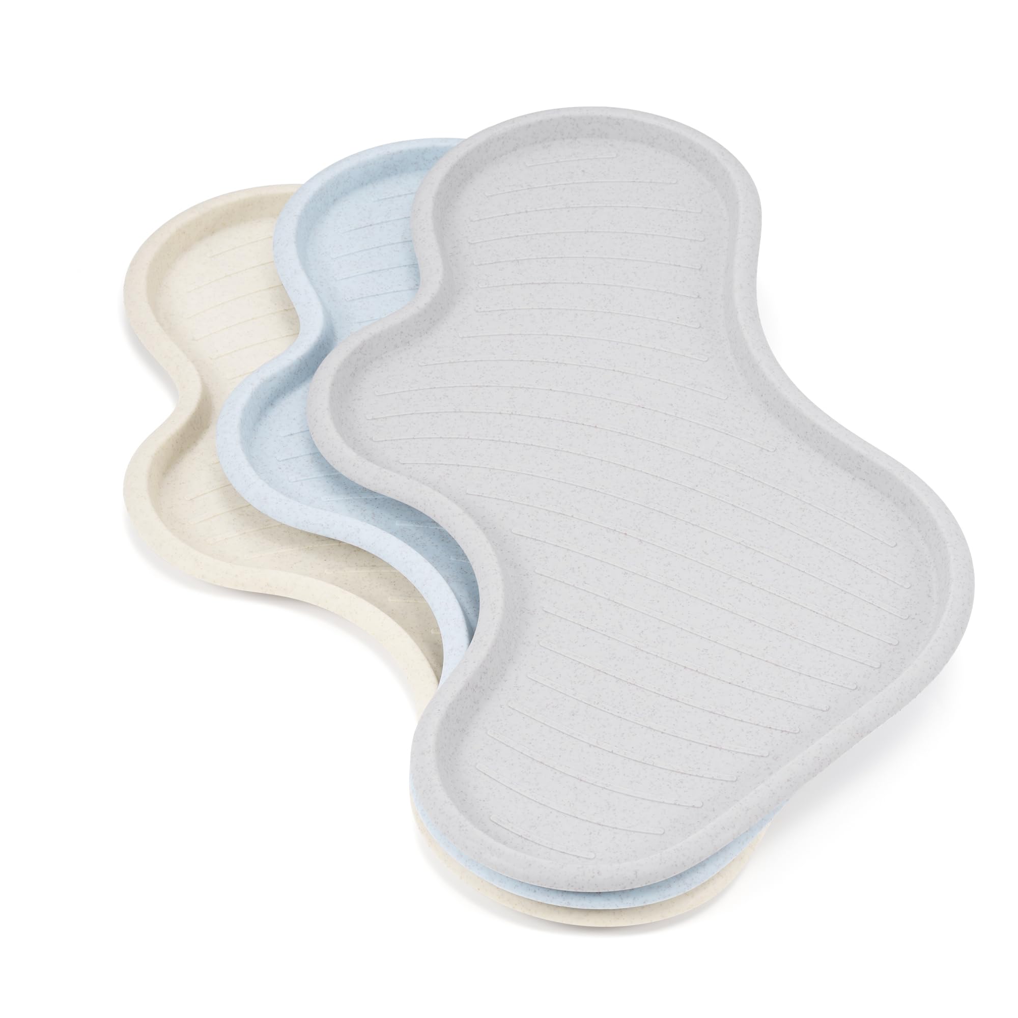 Photo 1 of Li&Zhao Plastic Serving Trays - 3 PCS Restaurant Lunch Tray Large Plastic Cafeteria Trays for Serving Food for Party, Picnic, Holidays(3 Colors)