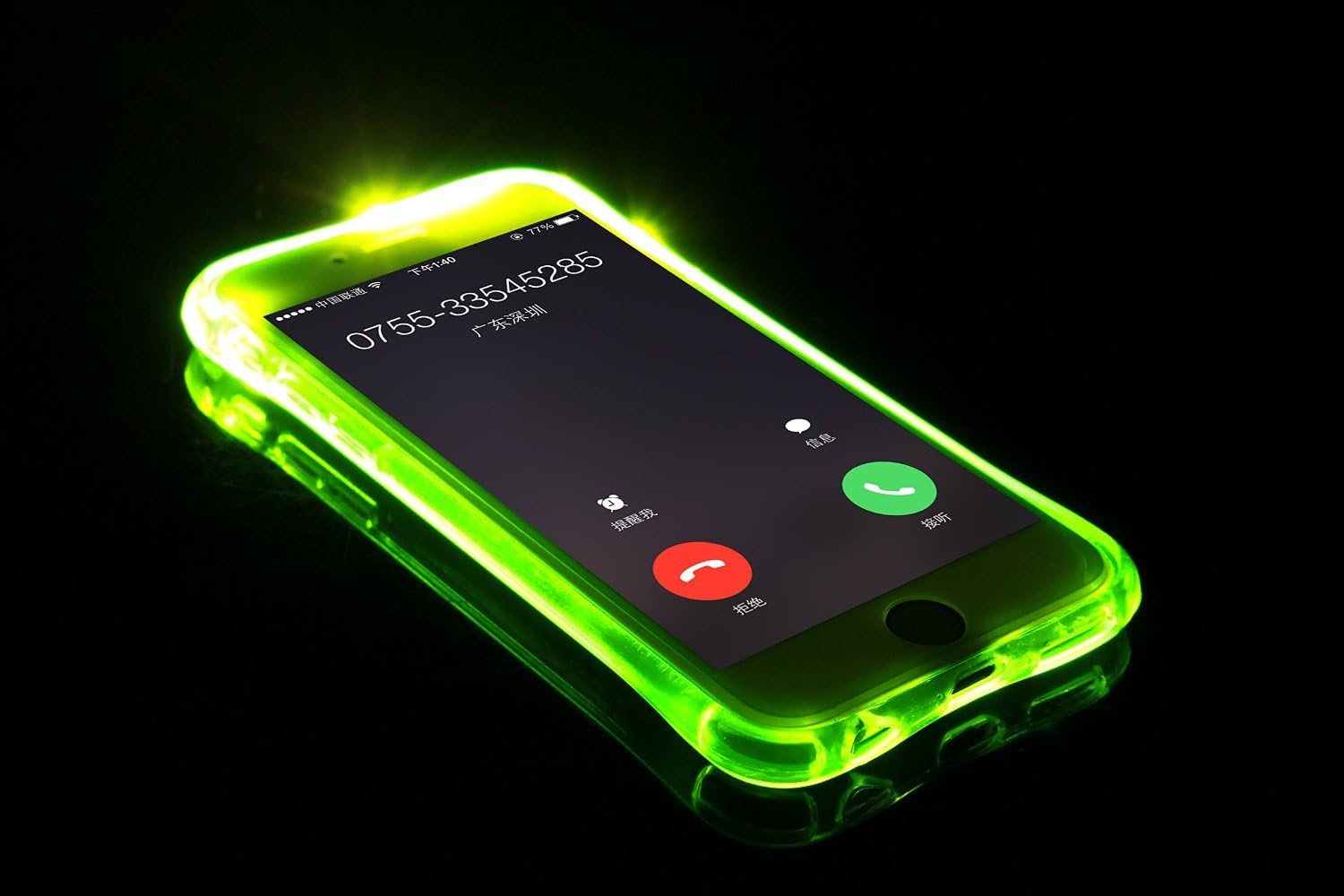 phone Case,Colorful blink Flashlight case / Soft TPU Skin / Shell Transparent LED Incoming Call LED Blink Flashlight Case for phone SE-Green