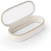 Soimeat Clear Travel Makeup Brush Holder, Small Leather Makeup Brush Toiletry Bag, Portable Cosmetic Brush Case, Transparent Waterproof Makeup Brush Storage Bag, White