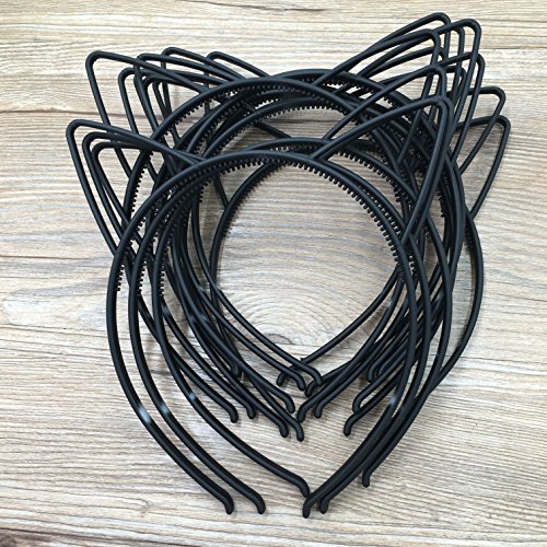 XIMA 12pcs Black Color Cute ABS Plastic Girls Cat Ears Headband Girls Head Band Baby for Children Accessories (Black-Cat Ear)