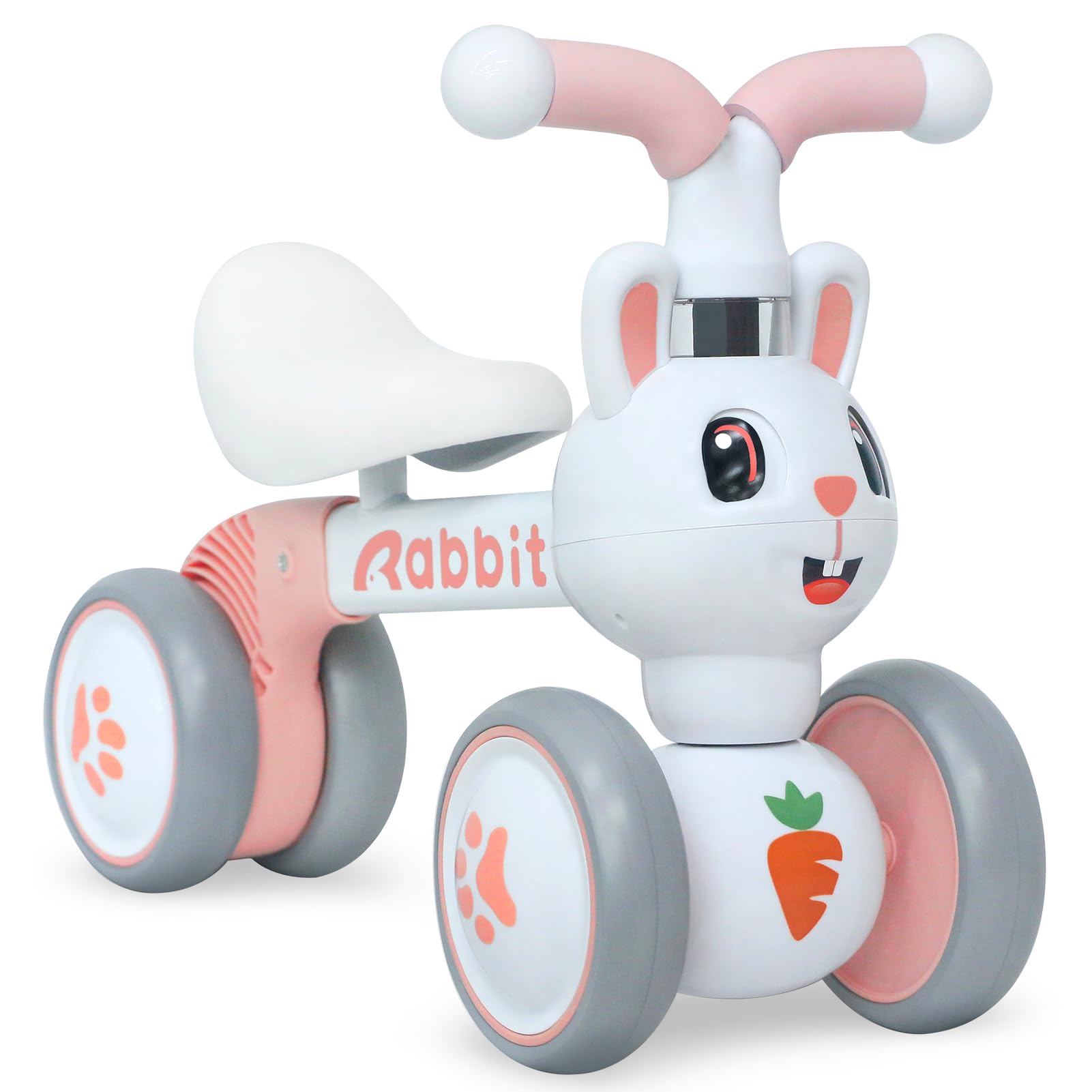 XIAPIA Baby Balance Bike 1 2 year old Toddler Ride on Toys for 10-36 Months Baby Trike 1 st Birthday Gift for Girls Bike Walker No Pedals Christmas Birthday Gift (Rabbit)