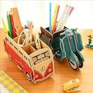 GMissT Cute Cartoon DIY Pen/Pencil Holder,Office Desk Stationery Organizer Storage Box Bus Pattern