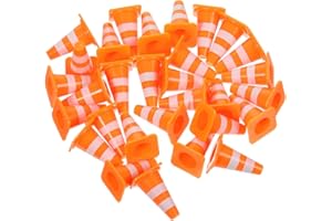 Homoyoyo 30Pcs Mini Traffic Cones Toy Construction Roadblock Signs 1 Inch Orange Traffic Safety Accessories for Kids Party Activity Training