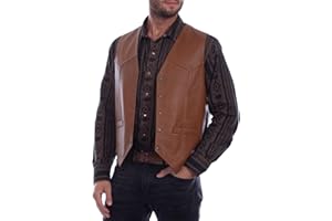 BARONHONG Classic Snap Button Black Motorcycle Leather Vest for Men - Riding Club Adult Motorcycle Vests