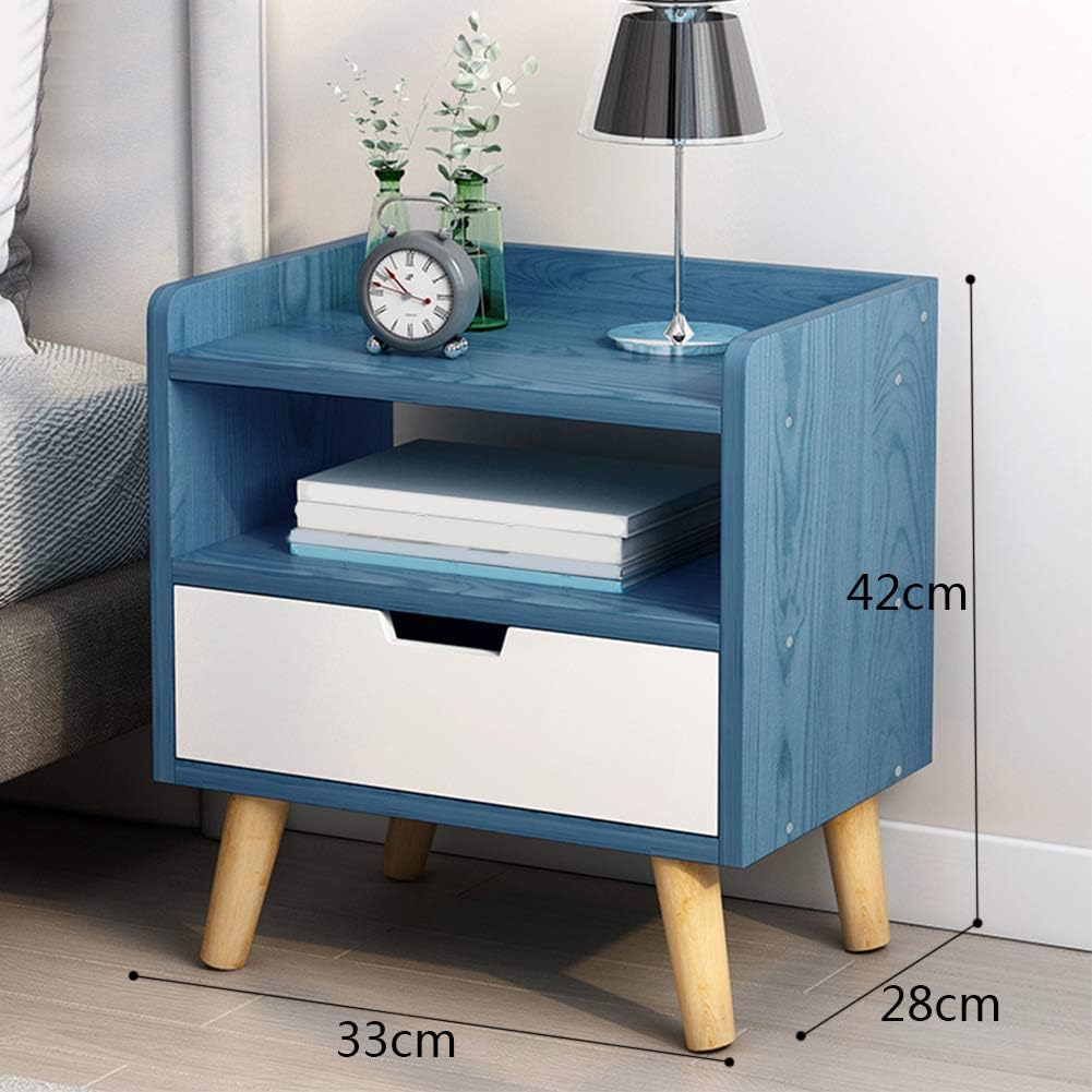 Amazon Com Zpee Blue Cube Bedside Table Simple Modern Chic Bedside Drawer With Drawer Easy To Assemble Storage Storage Drawer Storage Unit A 33x28x42cm
