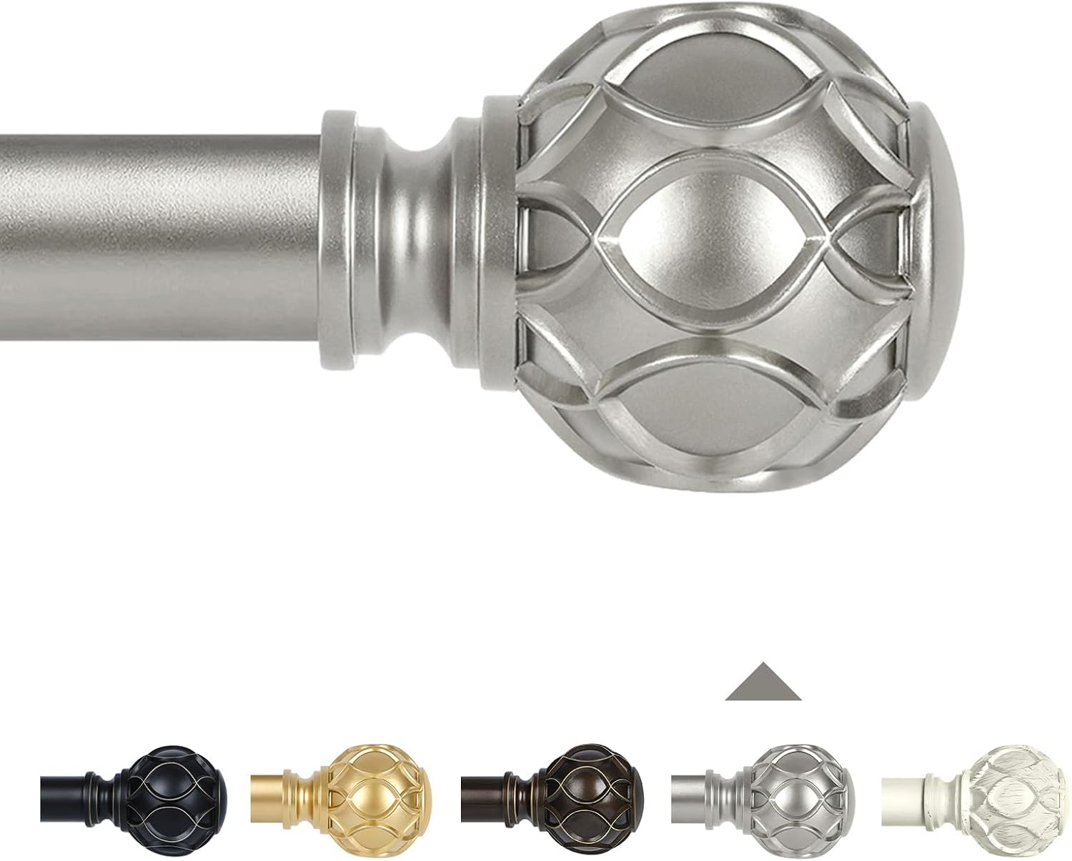 Window Treatment Hardware - TANGWIN Silver Curtain Rods for Windows 48 to 84 Inch(4-7ft),1 Inch Adjustable Curtain Rod,Heavy Duty Curtain Rods,Netted Texture Finials Drapery Rods,Single Window Curtain Rod 36-88