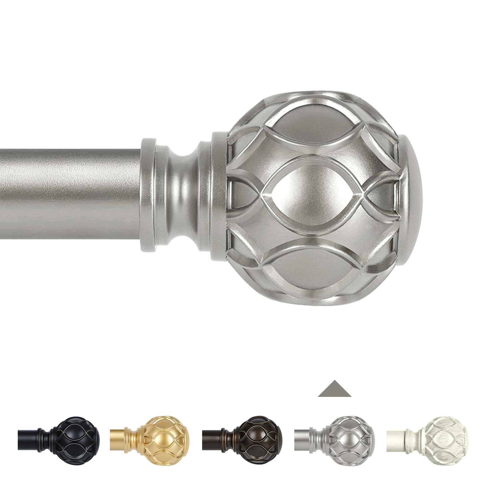 Photo 1 of TANGWIN Silver Adjustable Curtain Rods for Windows:66-120 Inch Farmhouse Heavy Duty Curtain Rod for Bedroom Living Room,Boho Decorative Rustic Drapery Rods with Vintage Coastal Finial,Antique Silver