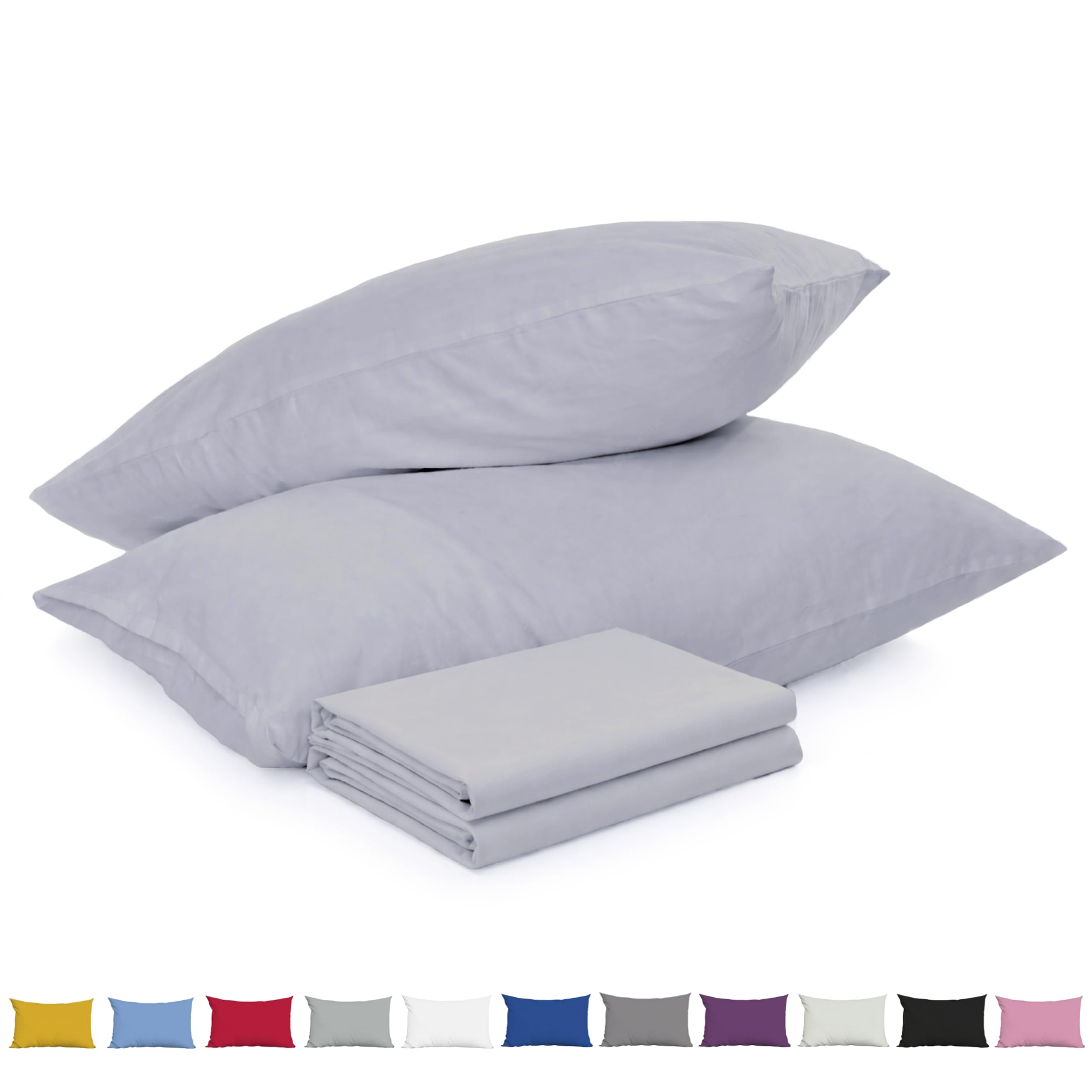DN Collection Pillow Cases 2 Pack | 100% Brushed Microfiber Soft and Cozy Pillow Covers | OEKO-TEX Certified Pillowcase with Envelope Closure - Fade, Wrinkle & Stain Resistant (Grey - 50x75cm)