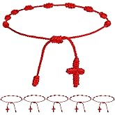 KALIONE 6 Pcs Adjustable Red Cord Bracelet String 7 Knot Good Luck Bracelets Knot Chain Braided for Friendship, Lovers