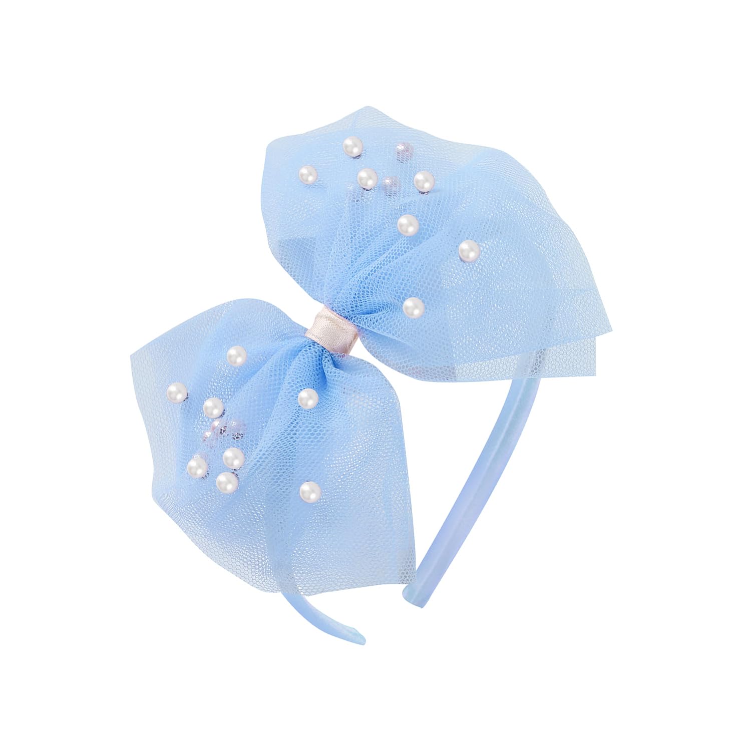 Photo 1 of AMYDECOR Pearl Headbands Hair Accessories for Toddler Girls - Elegant Lace Veil Headbands for Birthday, Wedding, Halloween, Thanksgiving, and Christmas Occasions-Light Blue