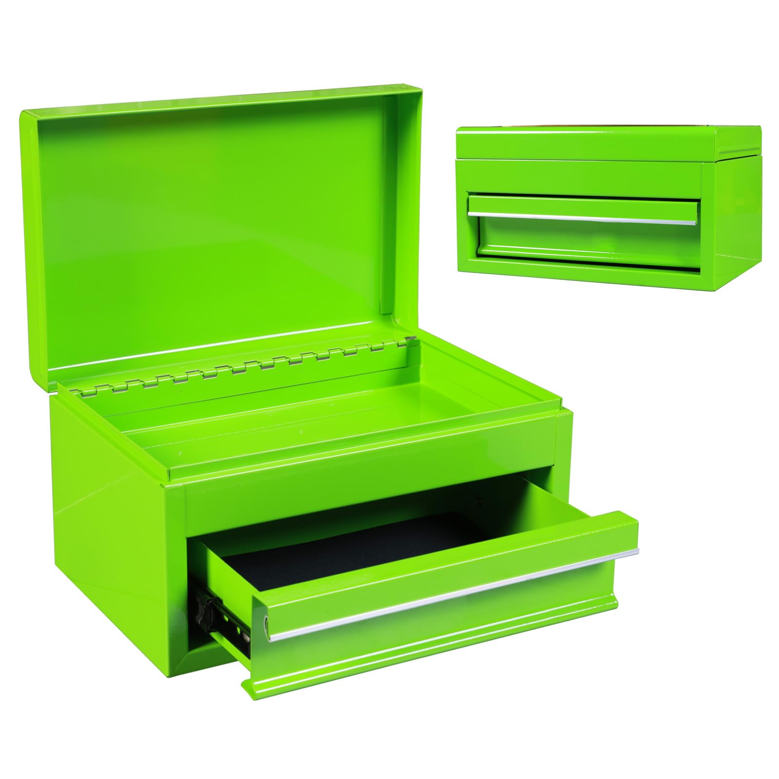Torin APBT701GB 10" Mini Portable Steel Tool Box with drawer,Small Metal Tool Chest for Garage,Home or Workbench,Green Image