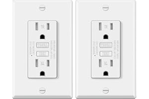 ELECTECK 2 Pack GFCI Outlets 15 Amp, Tamper Resistant (TR), Ultra Slim GFI Receptacles with LED Indicator, Ground Fault Circuit Interrupter, Decor Wallplate Included, ETL Listed, White
