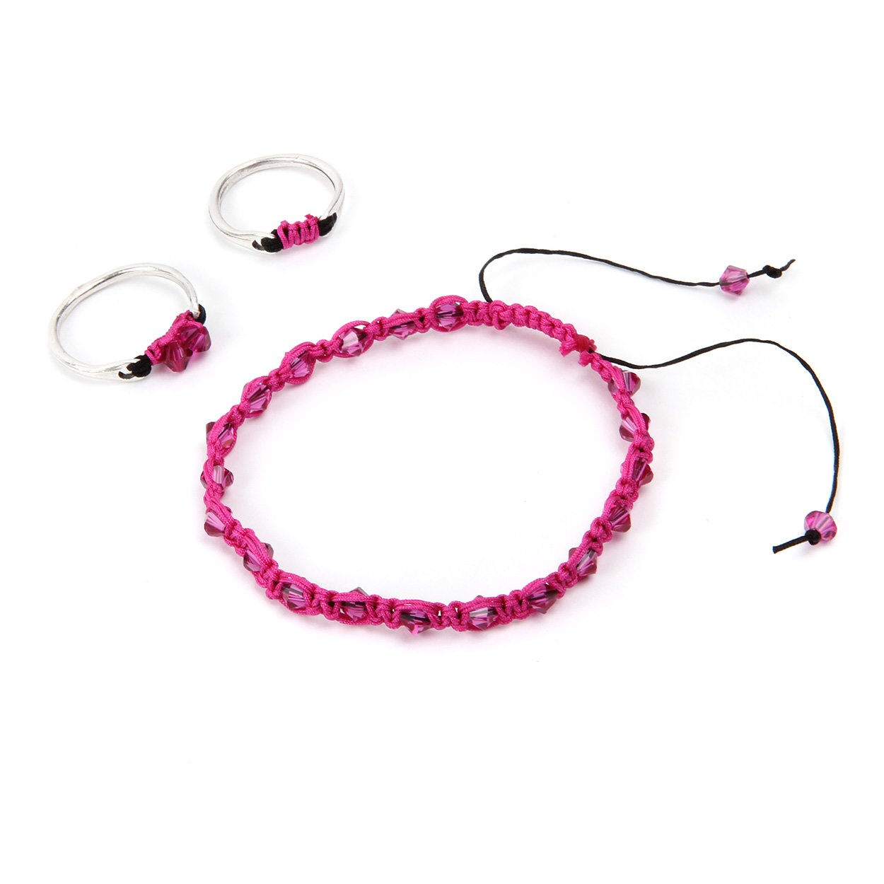 Beads Direct Fuchsia Macramé Knotted Rings Kit, Other, Pink, 23 x 15.5 x 2.5 cm