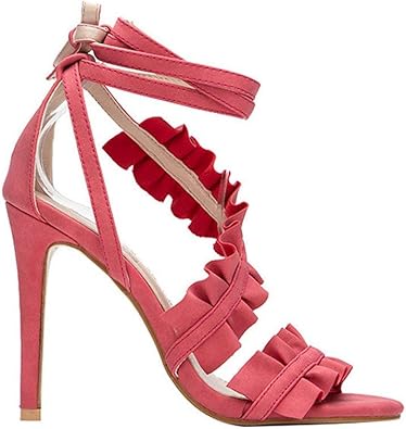 red lace up heels amazon