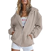 EFAN Women's Drawstring Zip Up Cute Hoodies Fall Jacket Oversized Casual Sweatshirts with Pocket