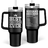 Best Husband Ever Gifts, Husbands Tumbler with Handle 40oz Stainless Steel Insulated with Straw Lid, Gifts for Hubby from Wife, Presents for Husband Valentines Birthday ChristmasWedding Anniversary
