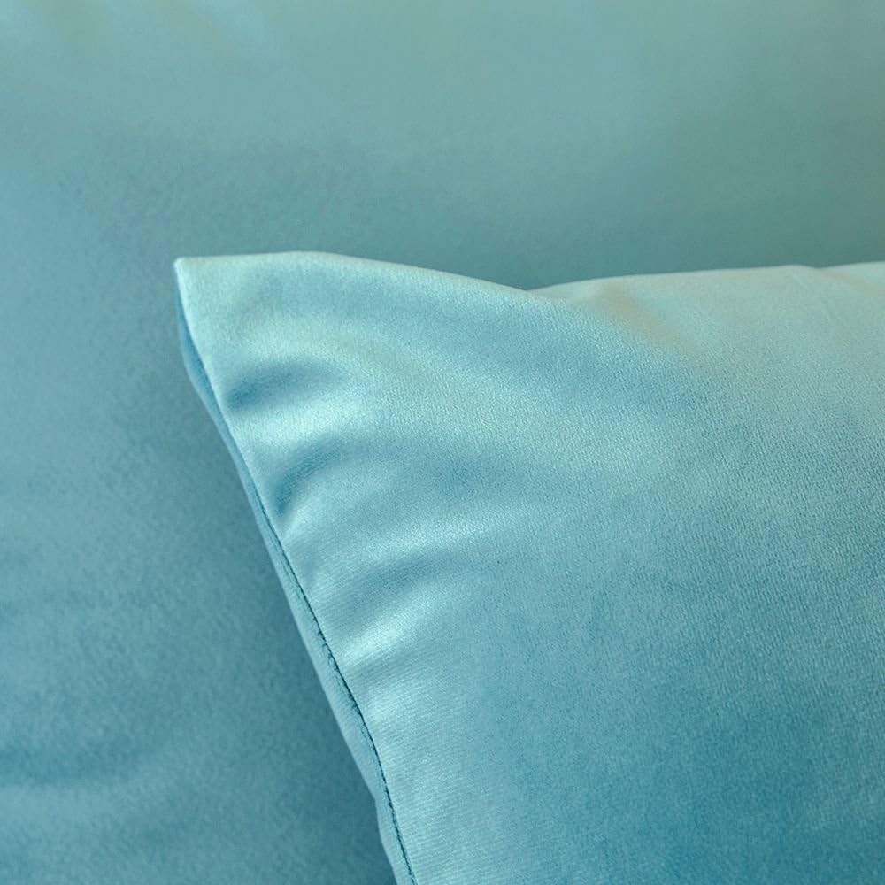 MIULEE Velvet Soft Soild Microfiber Decorative Square Pillow Case Throw Cushion Cover for Sofa Bedroom with Invisible Zipper 16x16 Inch 40x40cm Teal Green Set of 2 Lined - Image 3
