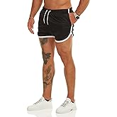 Ouber Men's Fitted Shorts Bodybuilding Workout Gym Running Tight Lifting Shorts with Pockets