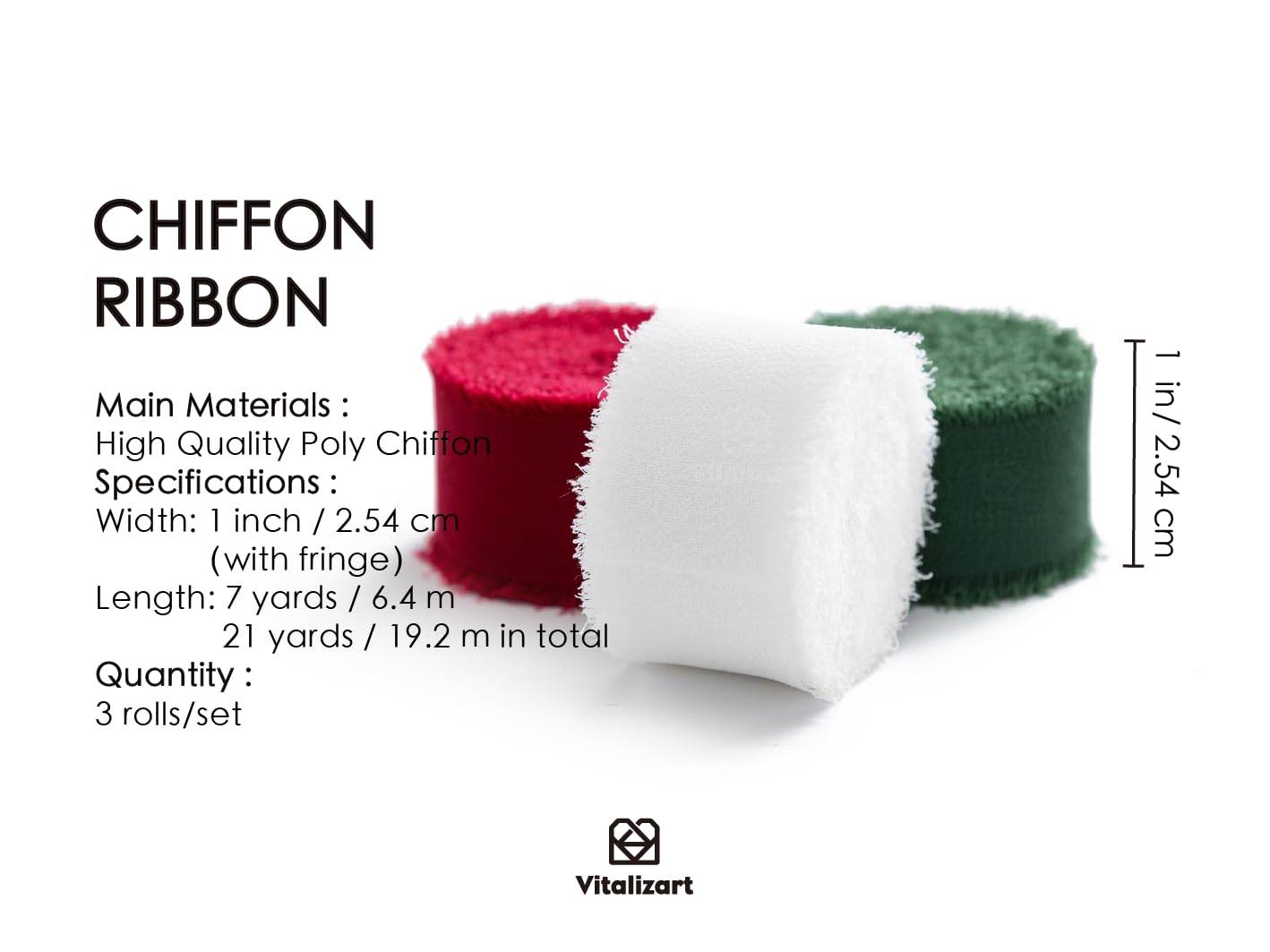 Vitalizart Christmas Ribbon Chiffon Silk Fringes 1
