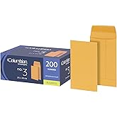 Columbian #3 Coin and Small Parts Envelopes Gummed, for Home, Office, Garden, 24 lb Brown Kraft, 2.5 x 4.25 Inches, 200 Per Box (1009564)