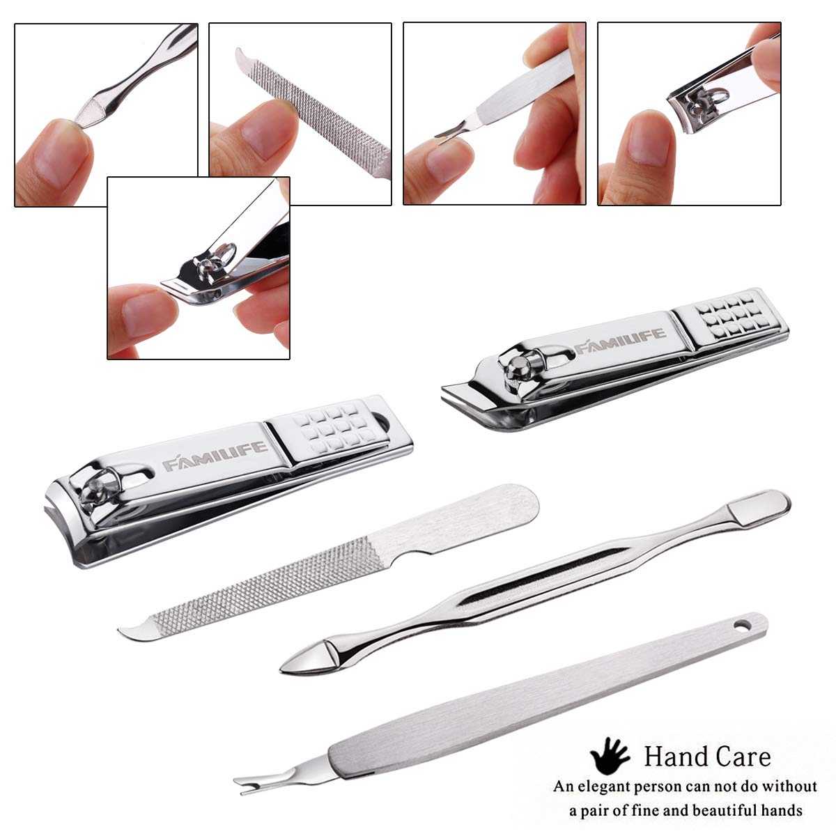 FAMILIFE F03 Manicure Set, Pedicure Kit Nail Clipper Set 13pcs Professional Men Grooming Kit Stainless Steel Portable Travel Nail Kit Women : Beauty