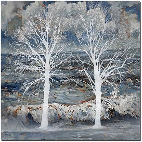 Unframed Live Art Decor White Birch in Forest Landscape Canvas Wall Art,Natural Scenery Birch Tree Picture Photo Print on Canvas Art Modern Home Living Room Wall Decals 40‘’x 40‘’ (1, 32 X 32 inches)