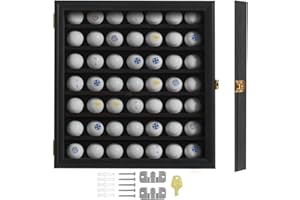 KCRasan Golf Ball Display Case - Golf Ball Holder Gift for Golf Enthusiasts - Golf Ball Display Rack Cabinet for Wall Mount with Glass Door