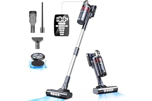 UMLo Cordless Vacuum Cleaner, 500W/33Kpa Stick Vacuum, Auto Mode, 60Mins Runtime, 8-in-1 Rechargeable Vacuum Cleaner for Home, Lightweight Vacuum, Anti-Tangle, LED Screen for Floor Carpet Pet Hair