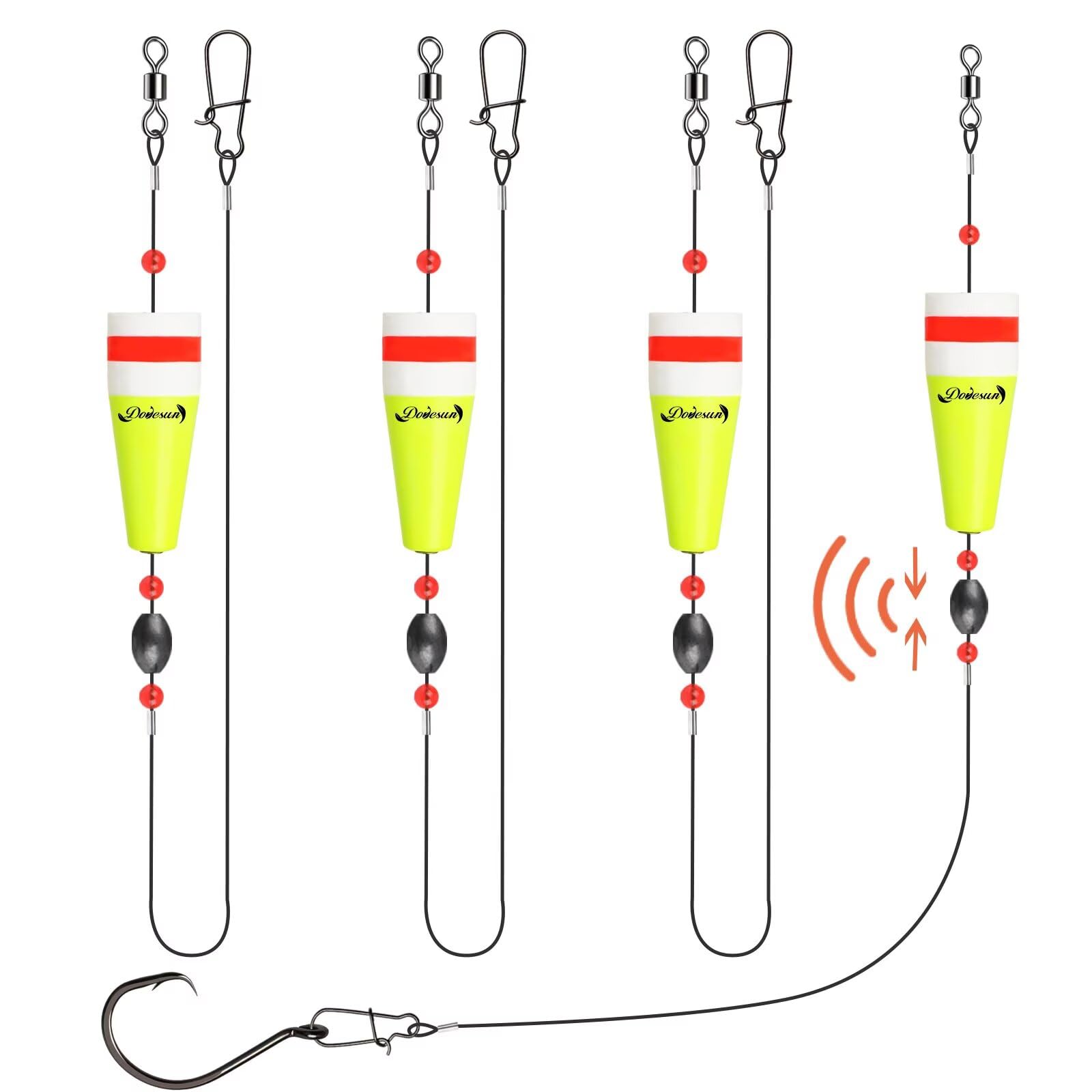 Popping Corks Fishing Floats 4-Pack - Weighted Oval Popper For Redfish Speckled Trout Saltwater Inshore