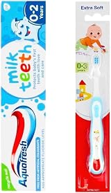 Aquafresh Milk Teeth 0-2 Years Toothpaste Bundle with Extra Soft 0-3 Years view 1