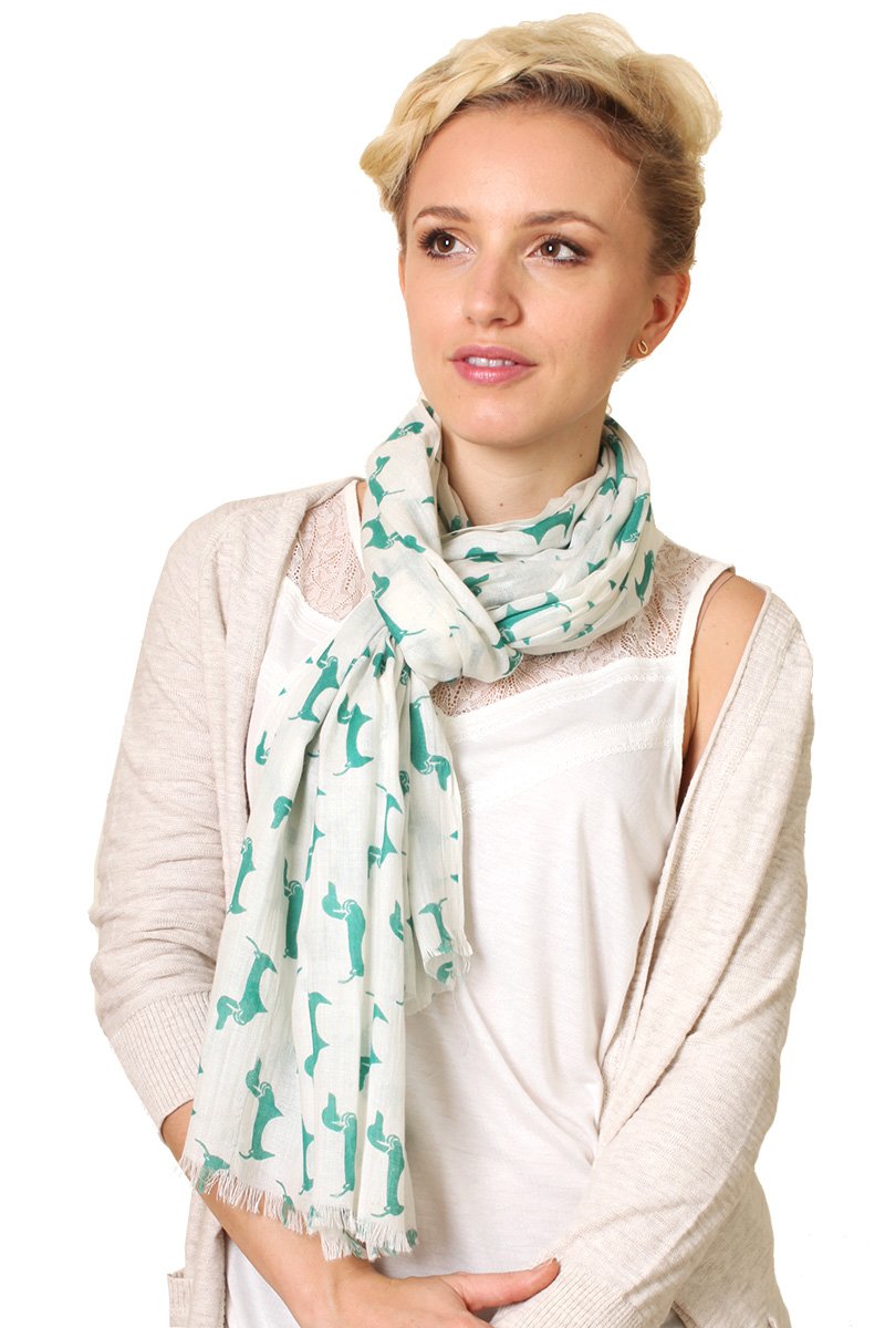 (11 COLORS) Bella Doxie Dachshund Dog Scarf, Women's Animal Print Tassel Shawl (11 COLORS) Bella Doxie Dachshund Dog Scarf, Women's Animal Print Tassel Shawl