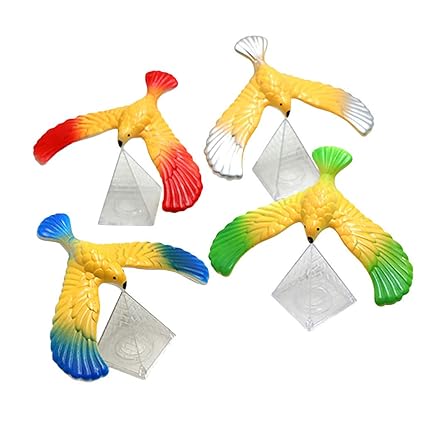 Binory 4pcs Magic Balancing Bird Stress Relief Finger Toys With Pyramid Base Children Physical Science Adults Office Desktop Novelty Eagle Trick