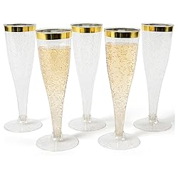 Prestee 48 Disposable Plastic Champagne Flutes with