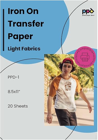 PPD A4 20 Sheets Inkjet Premium T Shirt Transfer Paper White Light Fabrics