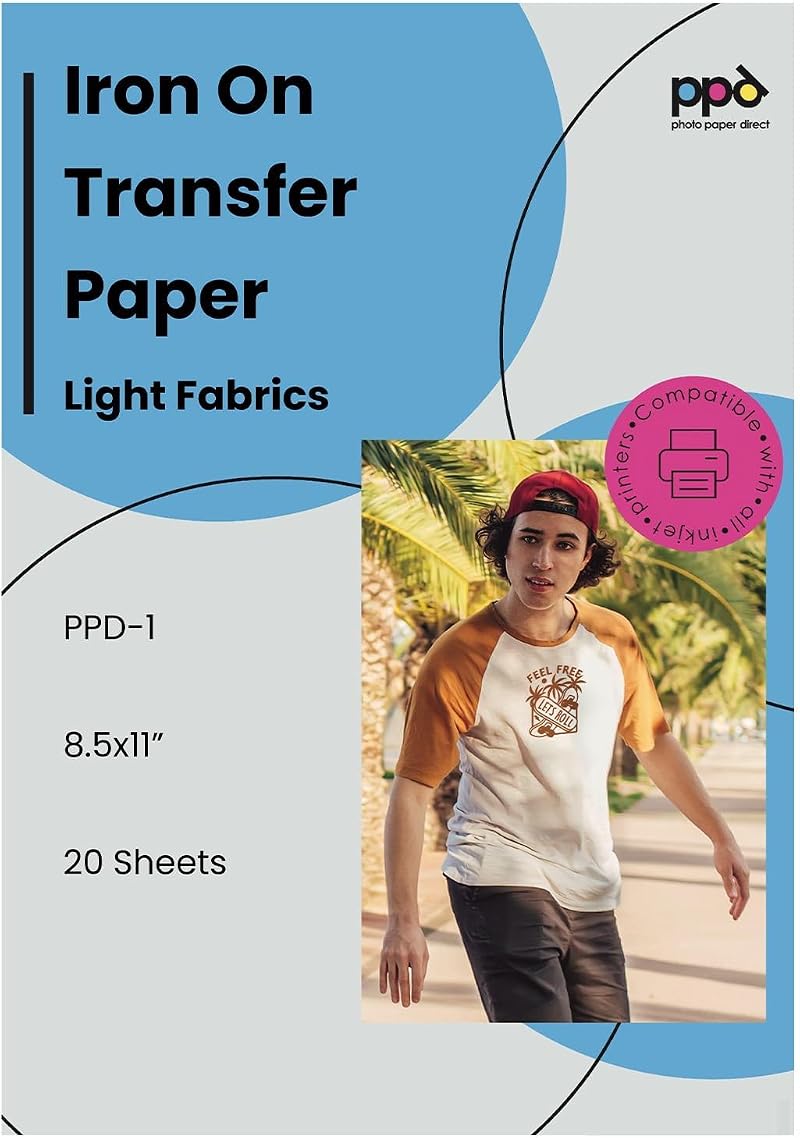 PPD A4 20 Sheets Inkjet Premium T Shirt Transfer Paper White Light Fabrics