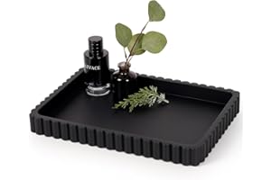 Cathyeen Concrete Decorative Tray for Coffee Table Decor, 14" Coffee Table Tray Ottoman Tray Table Centerpieces, Rectangular Modern Decorative Trays for Home Decor, Living Room, Entry, Black