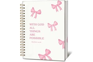 LIANGW Bible Journal for Women, Christian Gifts for Women Girls, Prayer Bible Study Supplies Journaling Notebook, Cute Preppy daily devotional, Coquette Pink Bow Hardcover Spiral Notebook 5.5 x 8.3