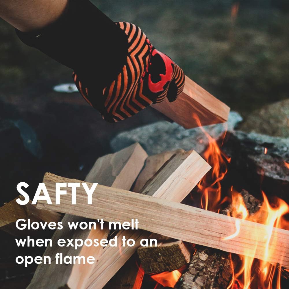 Chrider BBQ Gloves 1472°F Extreme Heat Resistant Gloves Grilling Gloves, 13" Silicone Non-Slip BBQ Mitt for Grilling, BBQ Smoker, Barbecue Gloves, Kitchen Cooking, Oven Mitts - 1 Pair: Kitchen & Dining