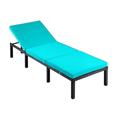 Buy Povison Outdoor Lounge Chair Rattan Adjustable Reclining Backrest Patio Lounger Chair With Seating And Back Cushion For Patio Beach Poolside Backyard 1 Piece Online In Indonesia B097b6hcdk