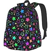 KiuLoam 17 Inch Backpack Bright Neon Stars Laptop Backpack Shoulder Bag School Bookbag Casual Daypack