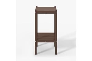 WestinTrends Malibu 36" Outdoor Adirondack HDPE 2-Tier Patio Side Table, Dark Brown
