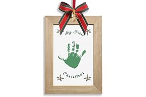 TwoDays Baby's First Christmas Ornament 2025 - DIY Handprint Picture Frame Kit for Tree, Newborn Christmas Gift for Boy or Girl, My 1st Xmas Keepsake Decoration