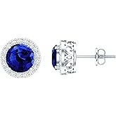 Certified 2 Carat Lab Grown Blue Sapphire Earrings in Silver, Aaaa Quality, Sapphire Studs - Gift For Special Occasions